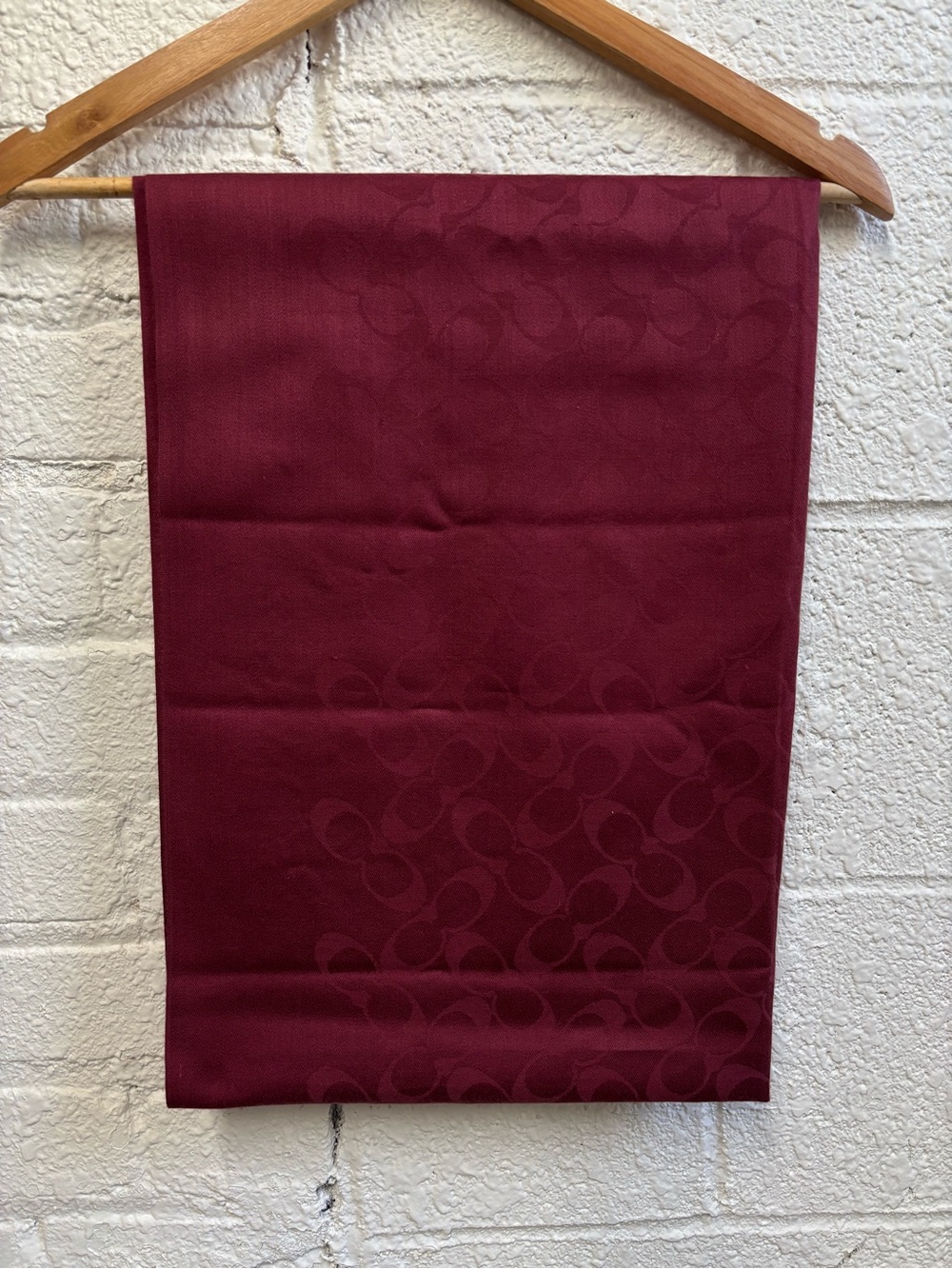Coach Burgundy Signature C Logo Wrap Scarf